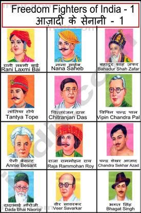 INDIAN FREEDOM FIGHTERS WITH NAME WALL POSTER 12 X 18 Paper Print ...