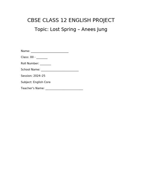 Image result for English Project Class 12 Cbsc Lost Spring
