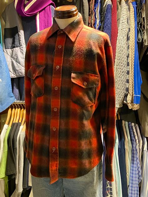 70s VAN HEUSEN プレイド オンブレ シャドー チェック ウールシャツ【M】 | BACK IN THE DAYZ.
