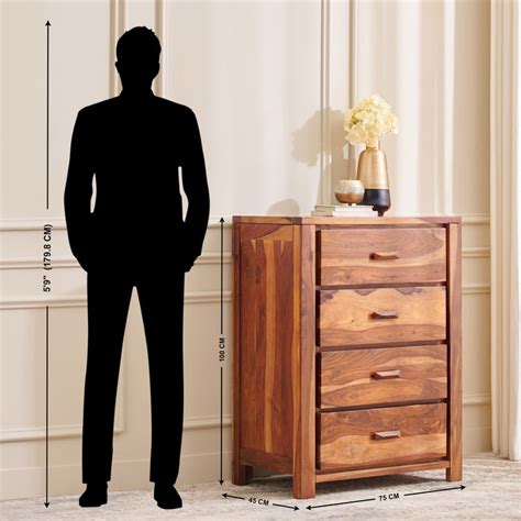 Buy Adana Grand Sheesham Wood Chest of 4 Drawers - Brown from Home ...