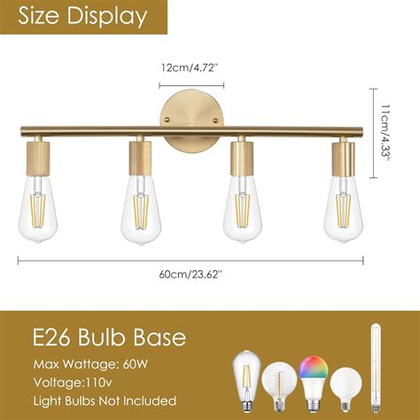 Buy OYIPRO 4 Lights Gold Modern Bathroom Vanity Light Fixture Hallway ...