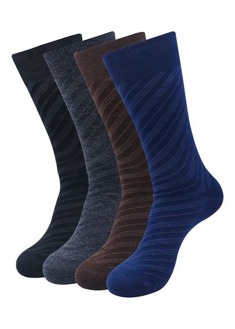 Get Set of 4 Diagonal Striped Woolen Crew Socks at ₹ 599 | LBB Shop