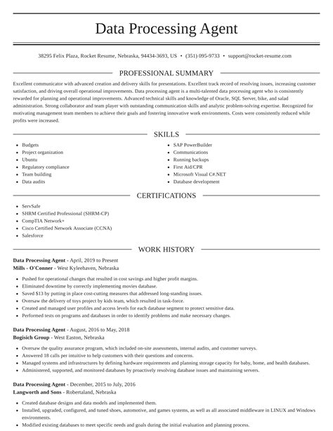 Image result for Data Processing Resume Examples