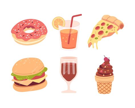 Premium Vector | Food and drink cartoon vector icon set
