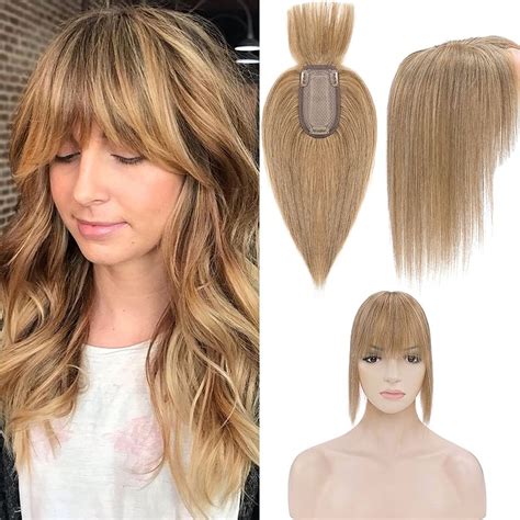 Buy SEGO 100% Remy Human Hair Toppers with Bangs for Women Silk Base ...