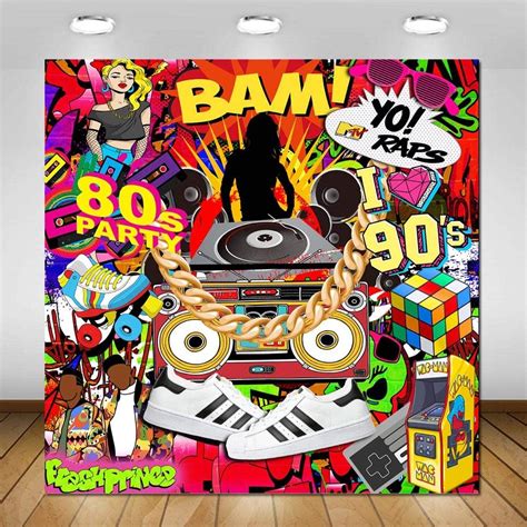 Buy Avezano Hip Hop Party Backdrop Throwback I Love The 80S 90S ...
