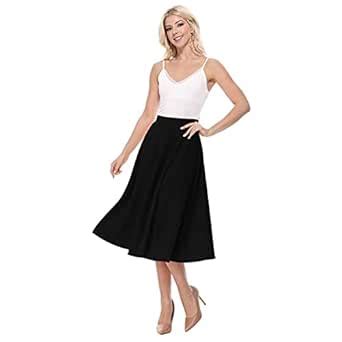 Buy Prashra Flared Midi Skirt, Circular, Size XS-XL Black at Amazon.in