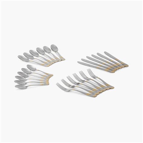 Buy Glister Fiona Gold Cutlery Set With Stand - Set Of 24 Pcs. from ...