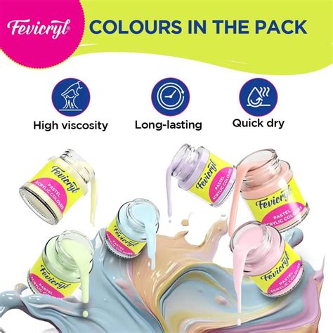 Fevicryl Pastel Acrylic Colours - Set of 6 (15ml) - Canvazo – Artstation