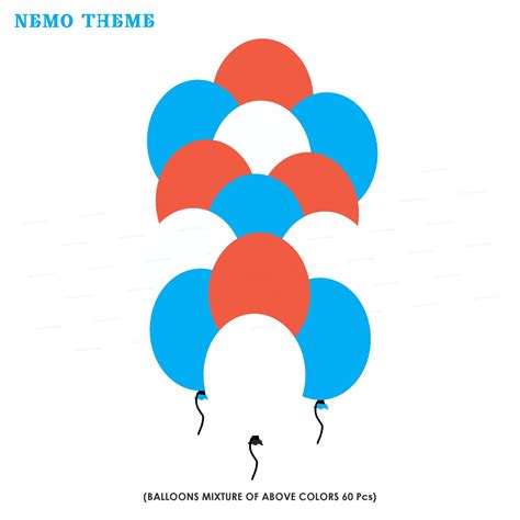 Nemo and Dory Theme Colour 60 Pcs. Balloons | Party Supplies India