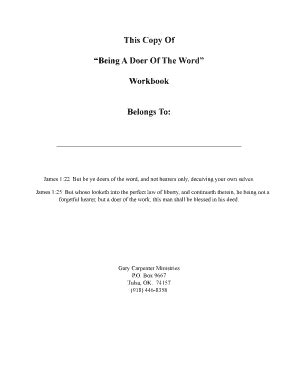 Fillable Online garycarpenter This Copy Of Being A Doer Of The Word ...