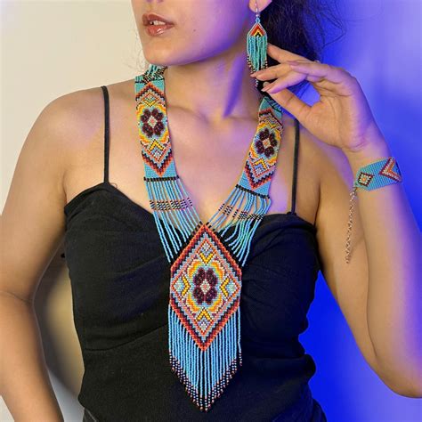 Handcrafted Jaco Tribal Beaded Jewelry Set – (Necklace, Earrings & Bra ...