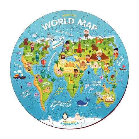 World Map 60 Pieces Wooden Floor Puzzle – Mini Leaves – Minileaves Toys