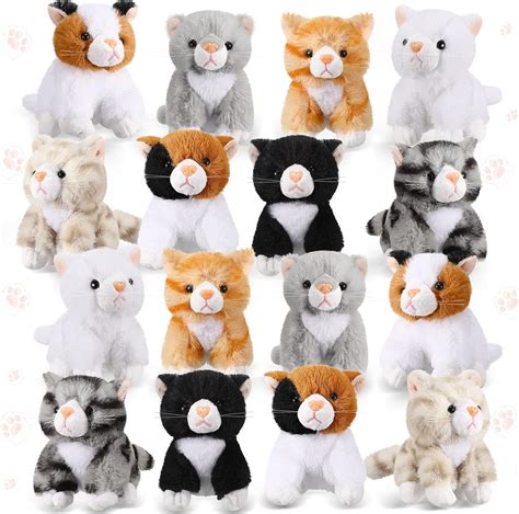 Amazon.com: Leitee 16 Pcs Cat Stuffed Animals Bulk Party Favor 5 Inch ...