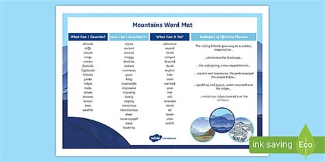 Mountains Word Mat