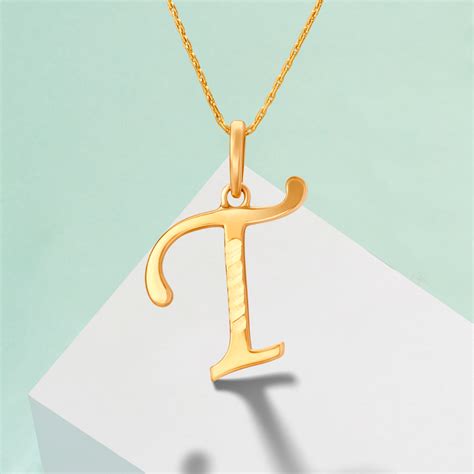 Timeless Typographic Letter T Gold Pendant