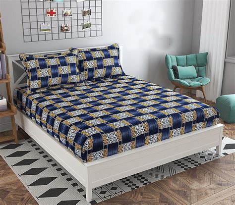 Homefab India 140 TC Microfiber Double Bed Sheet with 2 Pillow Cover ...