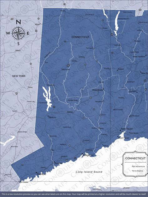 Connecticut Map Poster - Navy Color Splash - Conquest Maps LLC