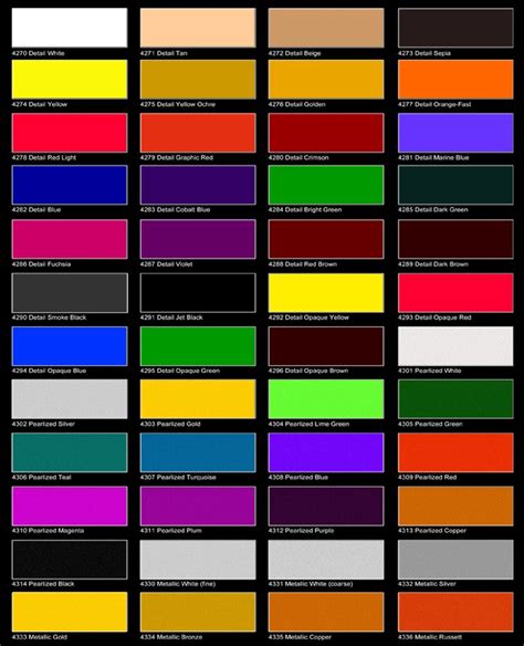Auto Paint Color Chart 的图像结果