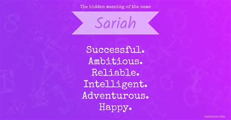 The hidden meaning of the name Sariah | Namious