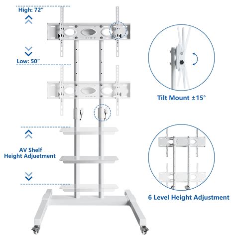 Buy Tall TV Stand with Wheels for 32 to 85 Inch Flat Panel TVs Tilt ...