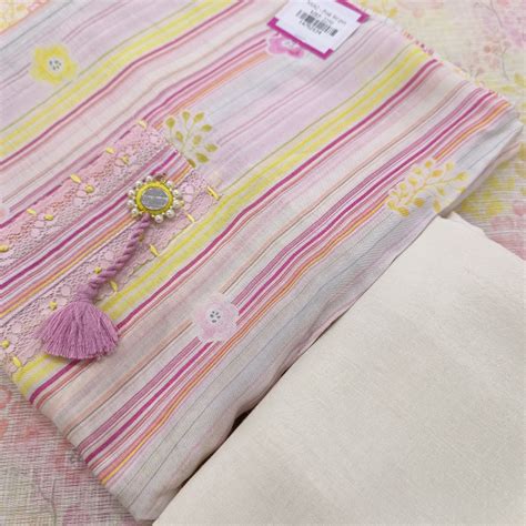 Set 34 -22st May- Pink & Yellow Stripe Muslin - Sweet Lace Neck ...