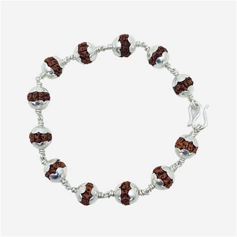 5 Face Rudraksha Silver Capped Bracelet by Om Spiritual Shop