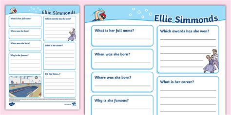 KS1 Ellie Simmonds Fact File Template,Ellie Simmonds