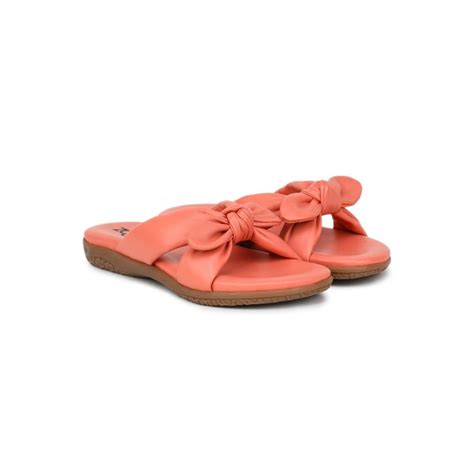 Buy Zoom Shoes Women Peach Leather Sandals Online