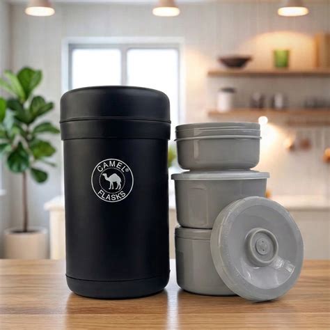 3 Compartment 750 ML Vacuum Insulated Steel Lunch Box with Bag ...