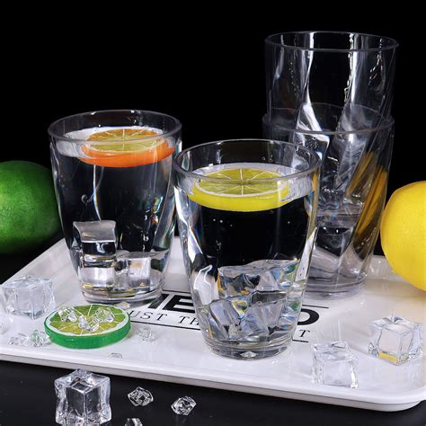 Stackable Acrylic Drinking Glasses Set Of 4 350ml Unbreakable Plastic ...