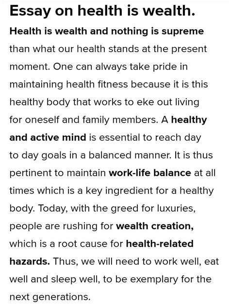 i want a essay on health is wealth now - Brainly.in