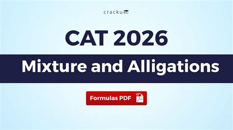 CAT Mixture and Alligations Formula PDF, Download Now