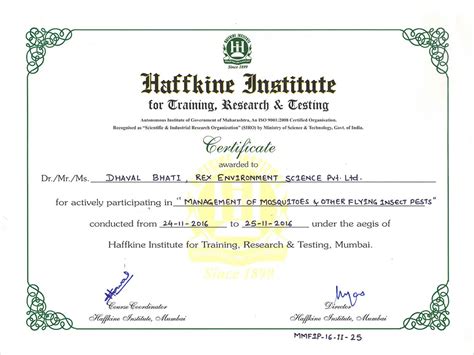 Our Certifications & Licenses | REX Environment Science Ahmedabad