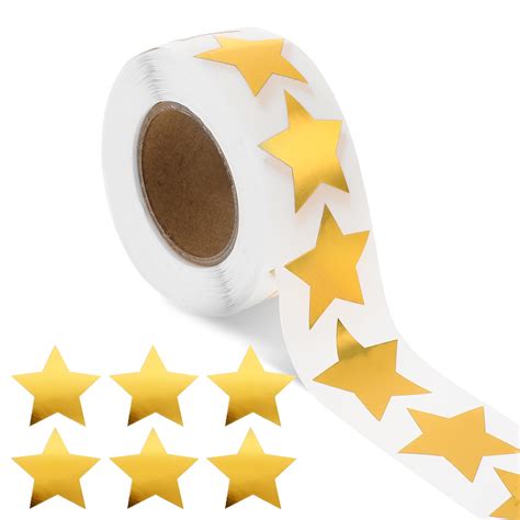 Buy 1 Roll Gold Star Sticker, 500 Pcs Holographic Gold Star Stickers ...