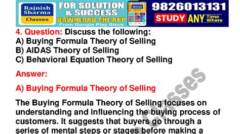 Q.4 - Sales Theories: Buying Formula, AIDAS, & Behavioral Equation ...
