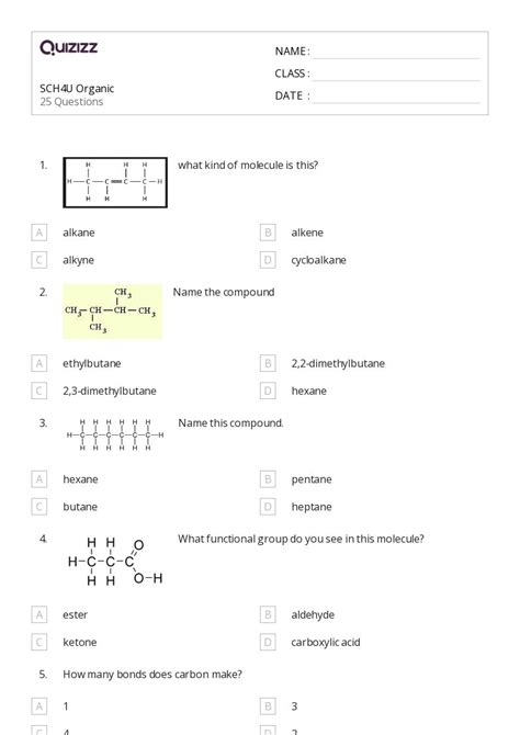 50+ alkanes cycloalkanes and functional groups worksheets for 12th ...