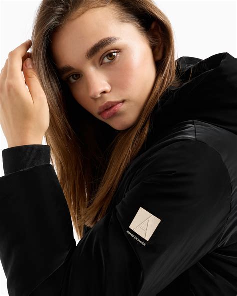 Velour effect fabric jacket with hood | Armani Exchange