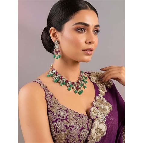 Buy Auraa Trends Green Elegant Gold-Plated Jewellery Set Online