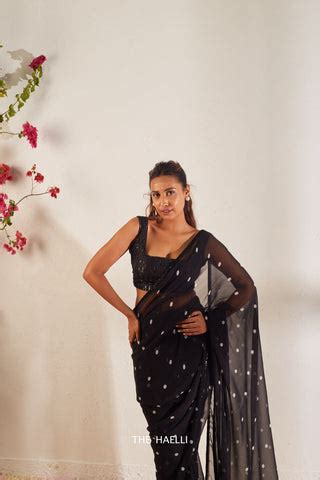Zareen black chiffon saree – The Haelli