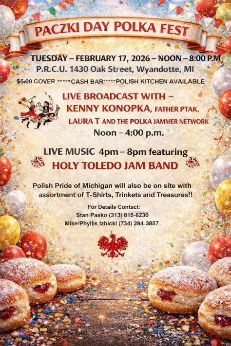 Paczki Day Polka Fest, PRCUA-Wyandotte, 17 February 2026 | AllEvents