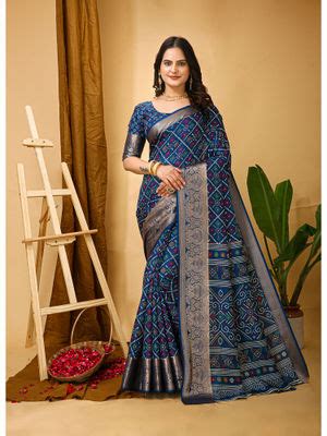 Buy Anjaneya Sarees Women Teal Woven Saree with Unstitched Online