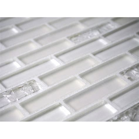 GBI Tile & Stone Inc. Gemstone White 12-in x 12-in Glossy Glass Subway ...