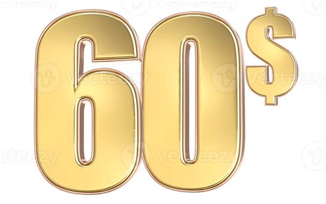 60 Number Gold Dollar 3D 27255588 PNG