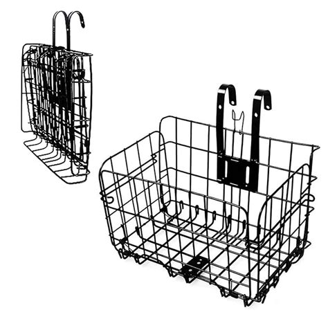 Folding Bike Basket, Lift-Off Front Bike Basket with Handles - Rust ...