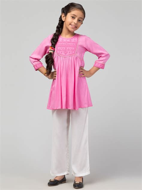 Embroidered Long Top For Girls In Rayon Fabric – My Store