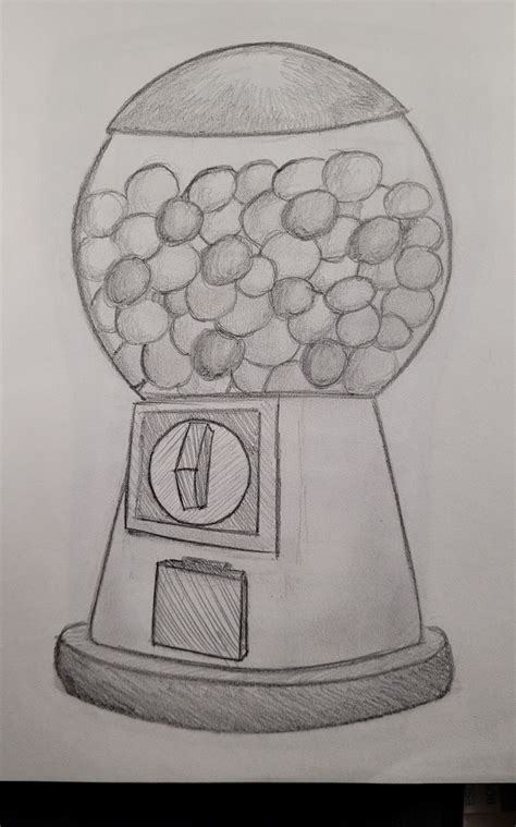Colorful Gumball Machine Pencil Drawing