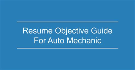Image result for Auto Mechanic Resume Objective Examples