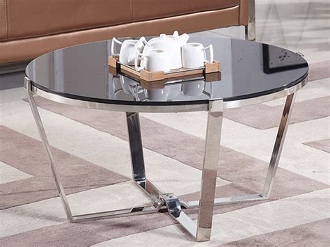 现代轻奢不锈钢茶几电镀拉丝圆桌创意简约茶桌圆几北欧风茶几风格组合