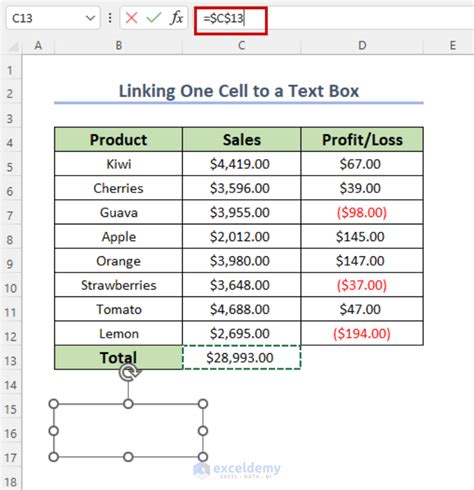 How Connect Text Box with Formula in Excel 的图像结果